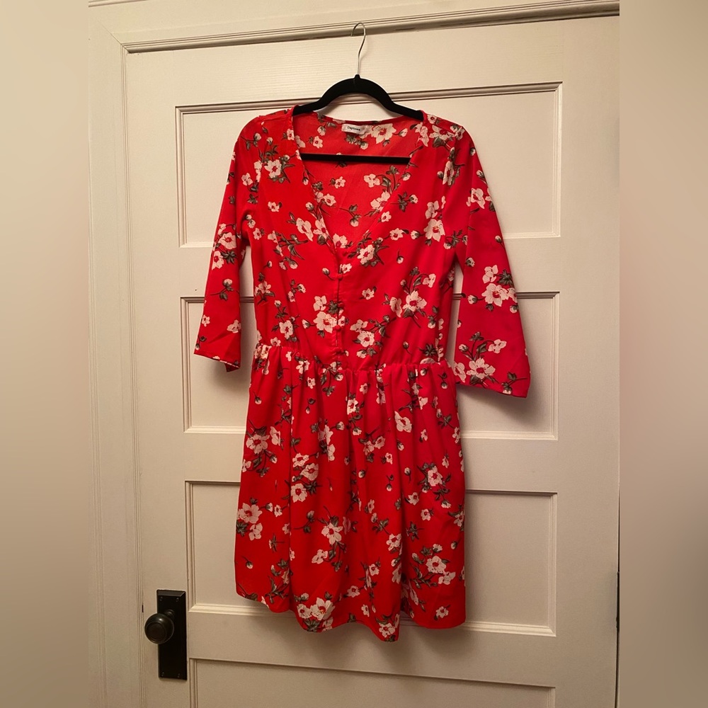 Nasty Gal Red Floral Mini Dress
